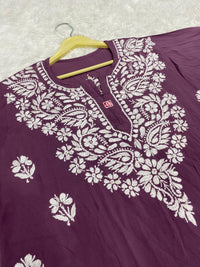 Pretty embroidered Short Top in Modal - Chikankari official