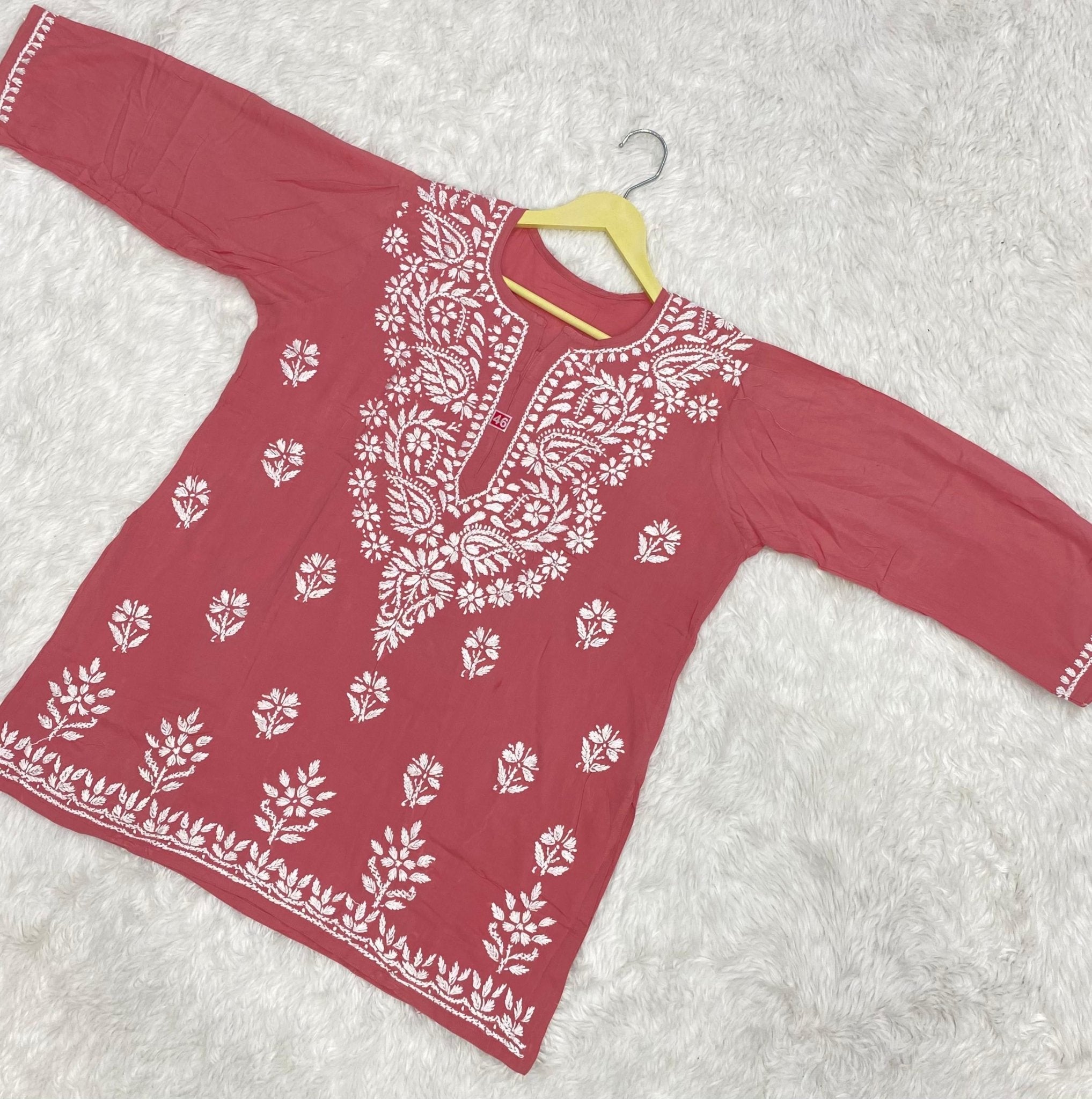 Pretty embroidered Short Top in Modal - Chikankari official