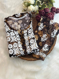 Printed Rayon cord set in 4 beautiful prints - Chikankari official