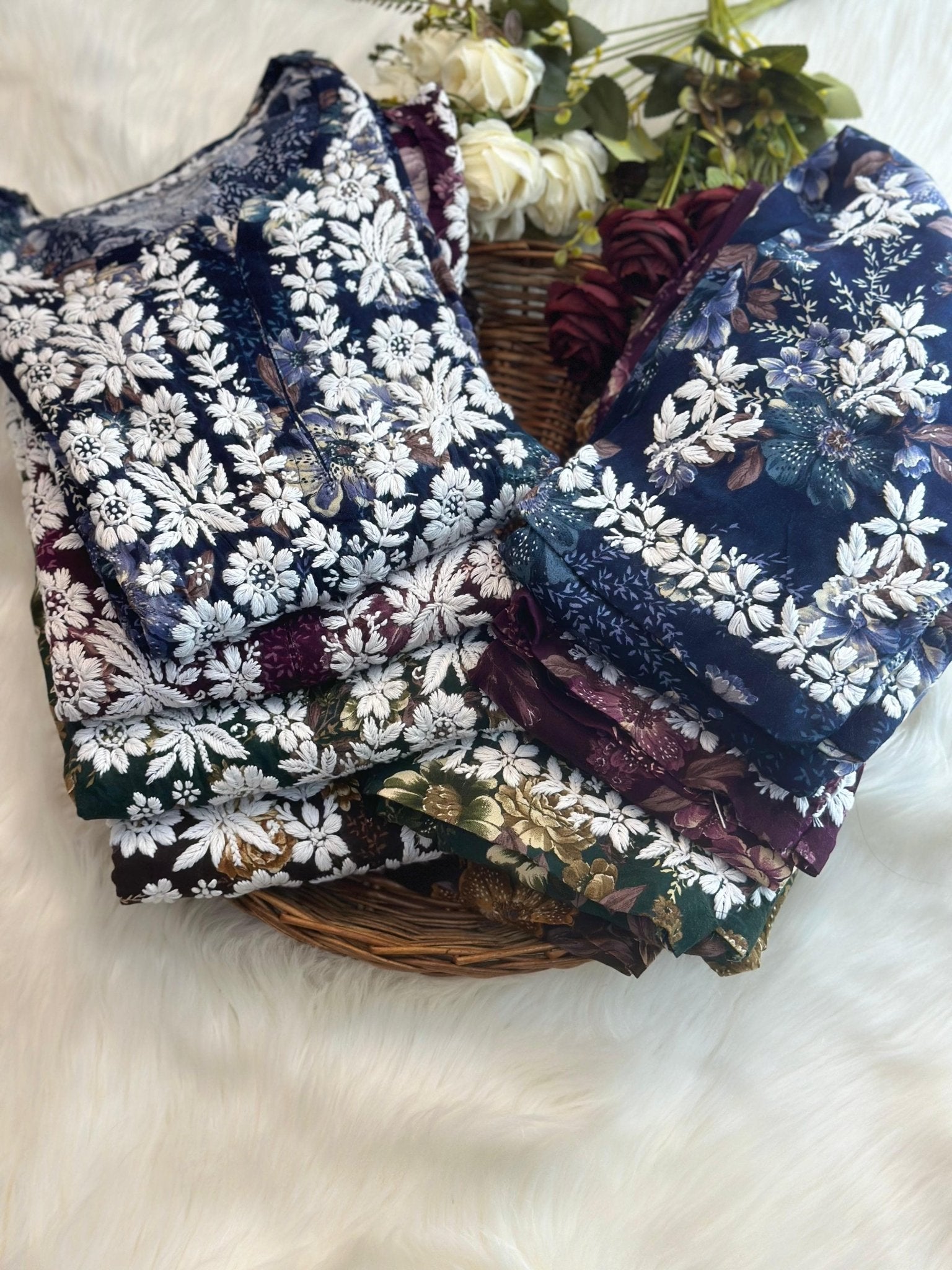 Printed Rayon cord set in 4 beautiful prints - Chikankari official