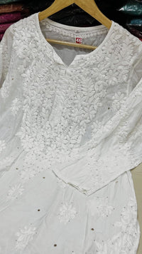 Pure 3d Batson Muslin Muqaish Long Kurta - Chikankari official