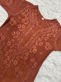 Pure 3d Work Creepe Heavy Designer Kurta - Chikankari official