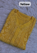 Pure 3d Work Creepe Heavy Designer Kurta - Chikankari official