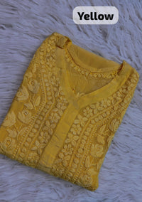Pure 3d Work Creepe Heavy Designer Kurta - Chikankari official