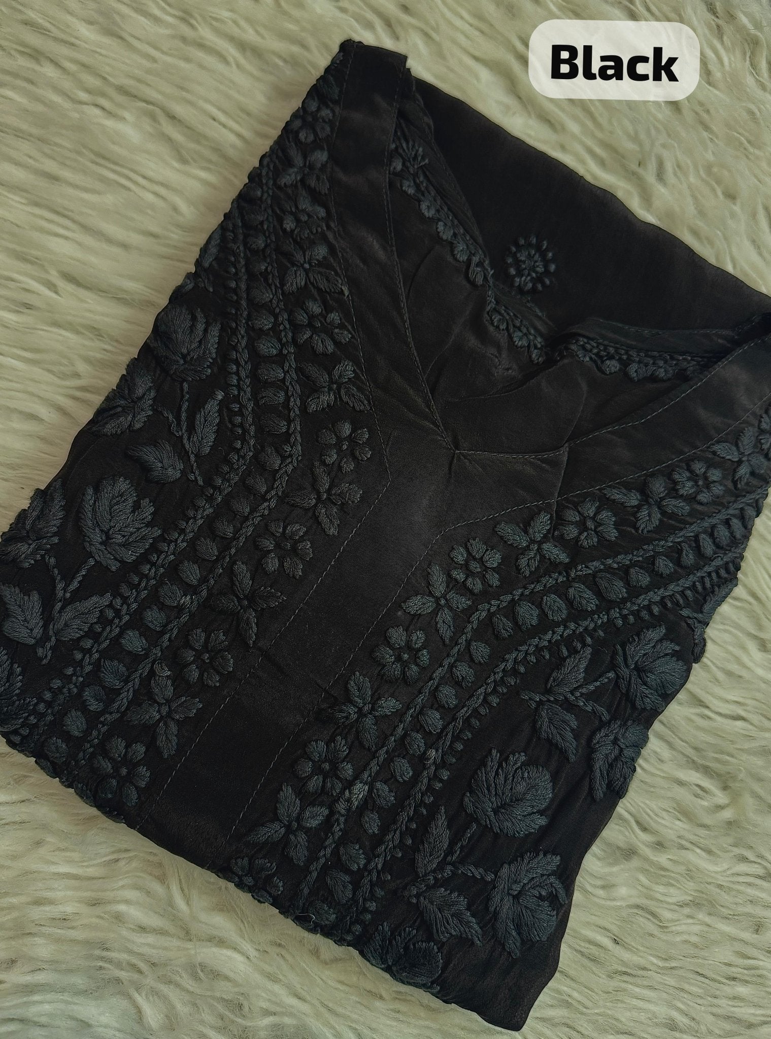Pure 3d Work Creepe Heavy Designer Kurta - Chikankari official