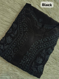 Pure 3d Work Creepe Heavy Designer Kurta - Chikankari official