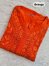 Pure 3d Work Creepe Heavy Designer Kurta - Chikankari official