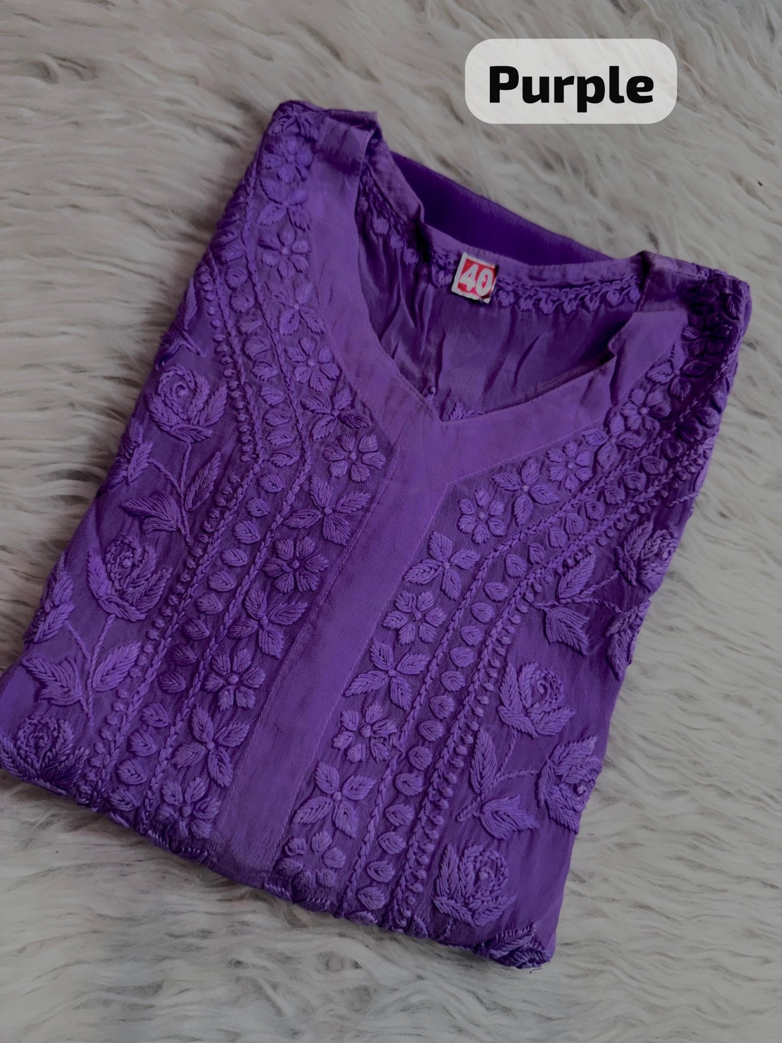 Pure 3d Work Creepe Heavy Designer Kurta - Chikankari official