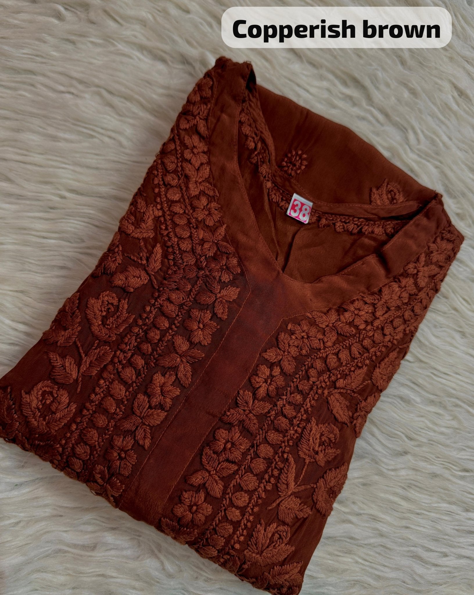 Pure 3d Work Creepe Heavy Designer Kurta - Chikankari official