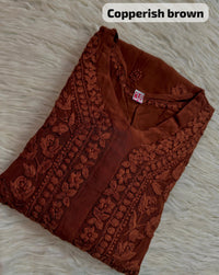 Pure 3d Work Creepe Heavy Designer Kurta - Chikankari official