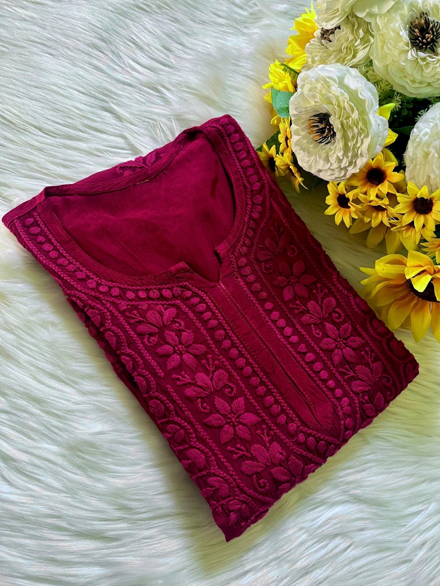 Pure 3d Work muslin embroidered Kurta - Chikankari official