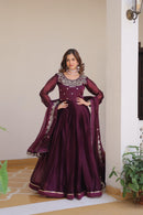 Pure Burbery Festive Long Gown & Dupatta - Chikankari official