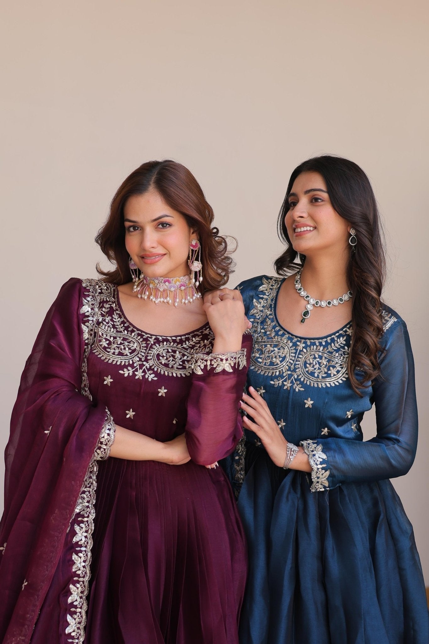 Pure Burbery Festive Long Gown & Dupatta - Chikankari official
