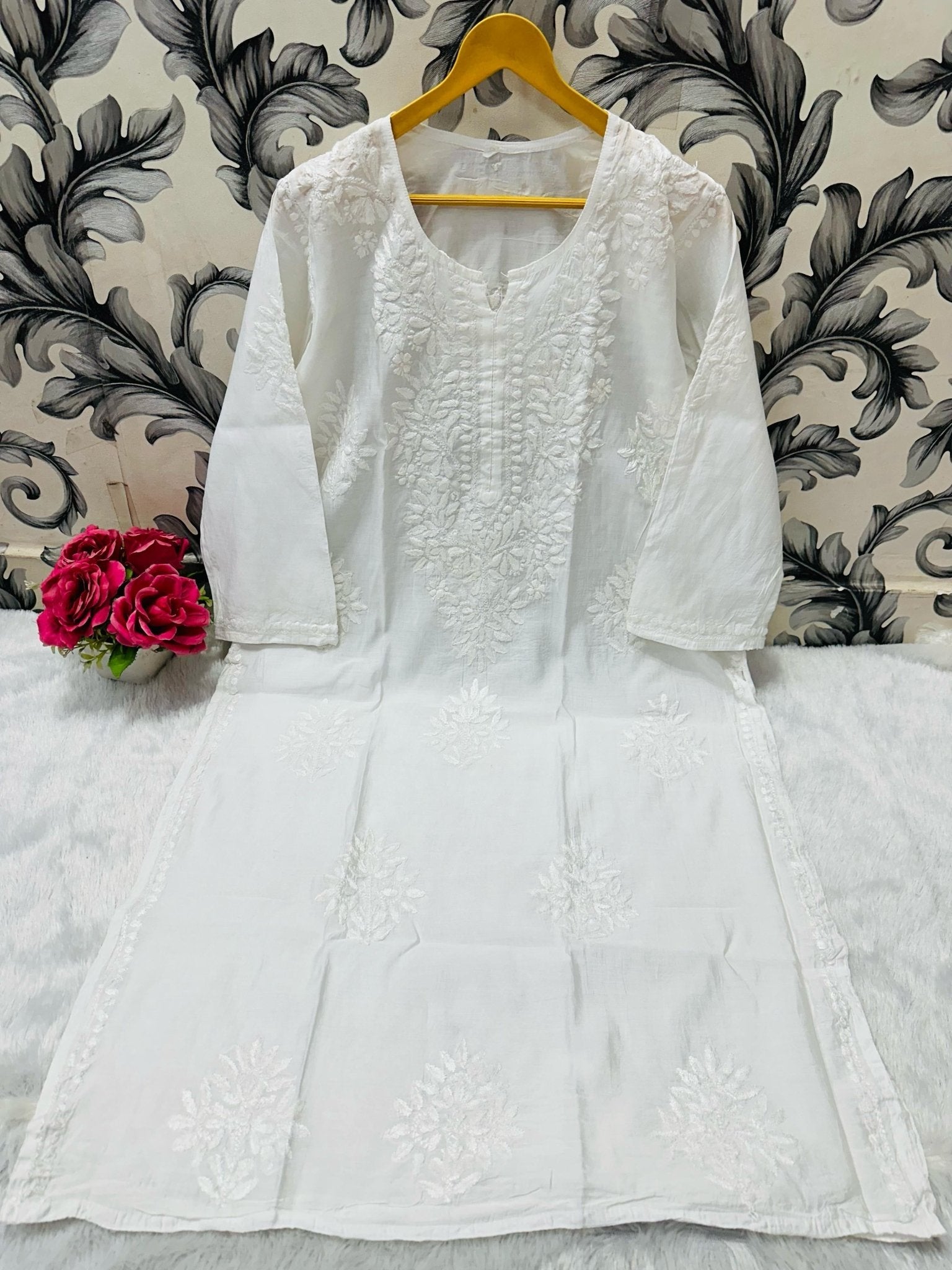 Pure Chanderi Kurti & Plazzo - Chikankari official