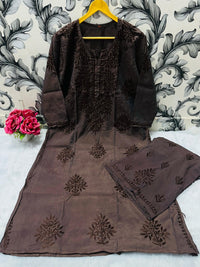 Pure Chanderi Kurti & Plazzo - Chikankari official