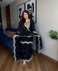 Pure chinnon Designer Dori work 3pc Set - Chikankari official