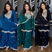 Pure chinnon Designer Dori work 3pc Set - Chikankari official
