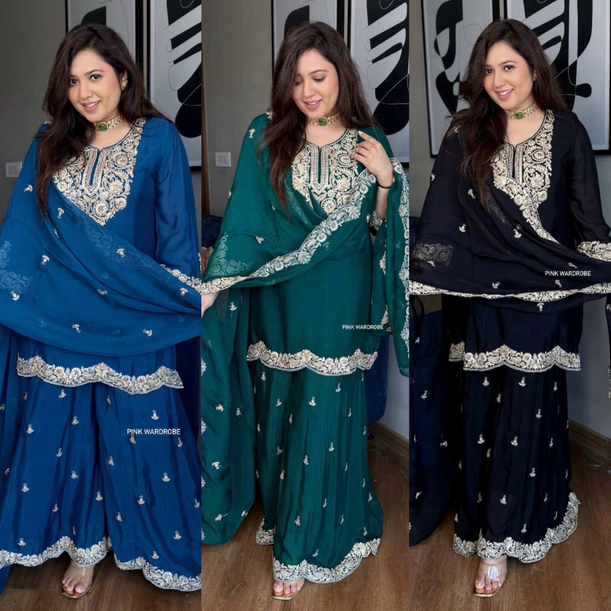 Pure chinnon Designer Dori work 3pc Set