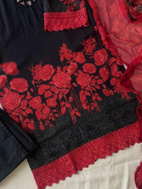 Pure Cotton black & Red print Set - Chikankari official