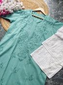 Pure Cotton chikan Kurti - Chikankari official