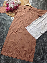 Pure Cotton chikan Kurti - Chikankari official