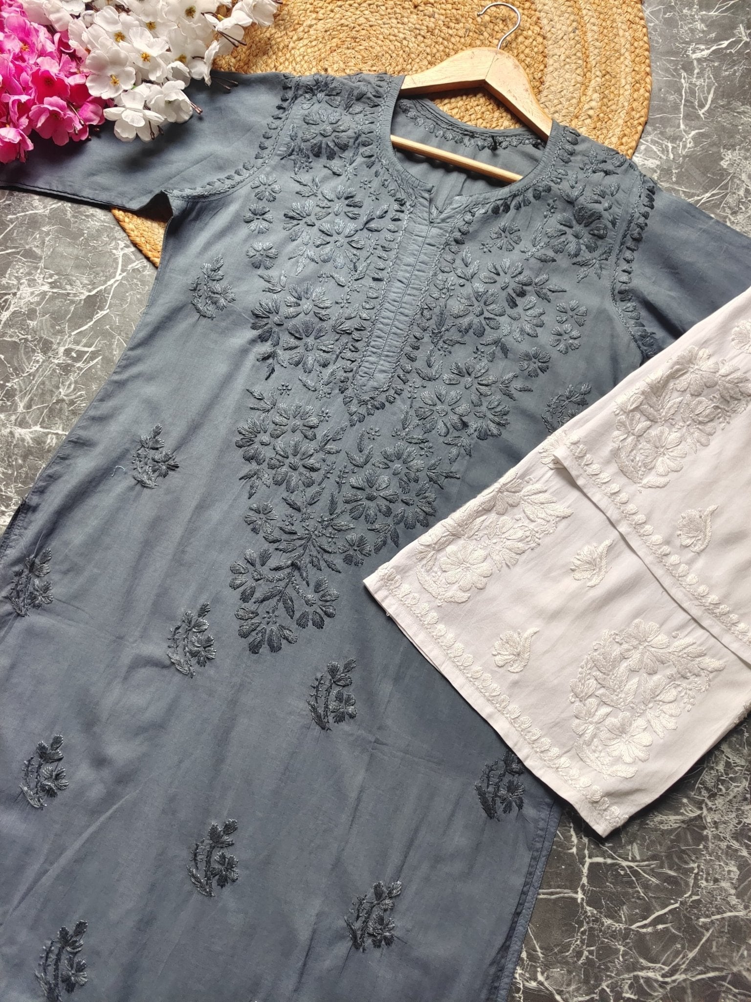 Pure Cotton chikan Kurti - Chikankari official