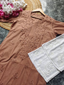 Pure Cotton chikan Kurti - Chikankari official