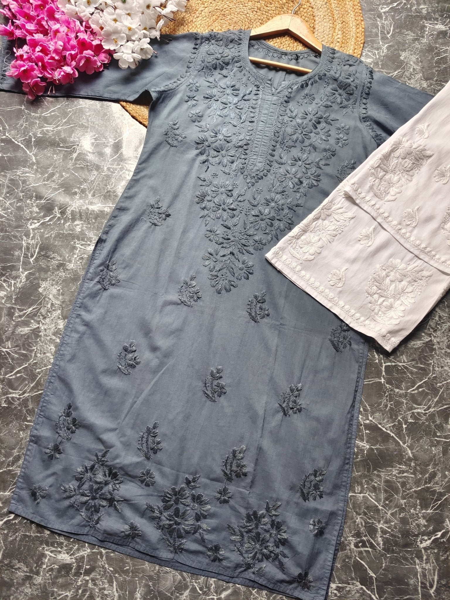 Pure Cotton chikan Kurti - Chikankari official