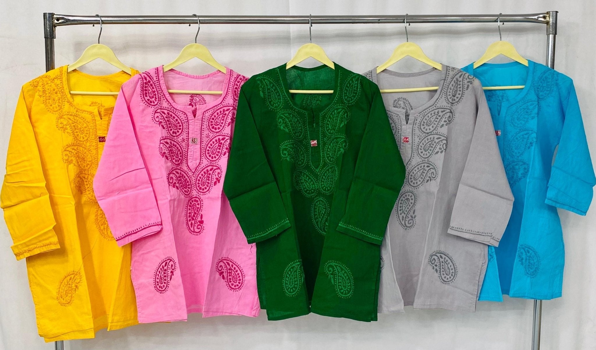 Pure Cotton Kashmiri Short Top - Chikankari official