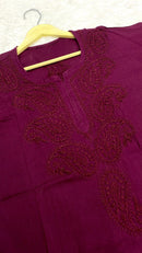 Pure Cotton Kashmiri Short Top - Chikankari official