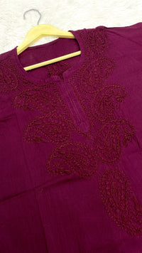 Pure Cotton Kashmiri Short Top - Chikankari official