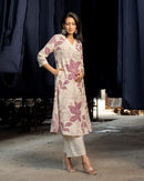Pure Cotton Kurta plazzo in Floral prints - Chikankari official