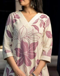 Pure Cotton Kurta plazzo in Floral prints - Chikankari official