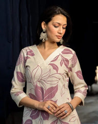 Pure Cotton Kurta plazzo in Floral prints - Chikankari official