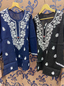 Pure Cotton short Tops - Chikankari official
