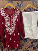 Pure Cotton short Tops - Chikankari official
