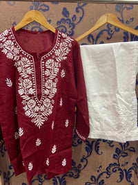 Pure Cotton short Tops - Chikankari official
