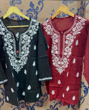 Pure Cotton short Tops - Chikankari official