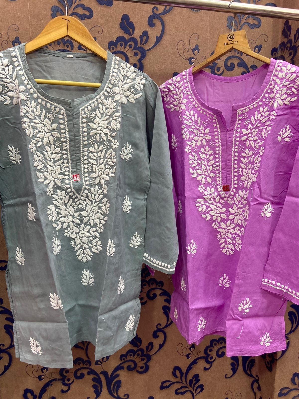 Pure Cotton short Tops - Chikankari official