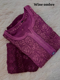 Pure Ghasspatti viscose Ombre shade - Chikankari official