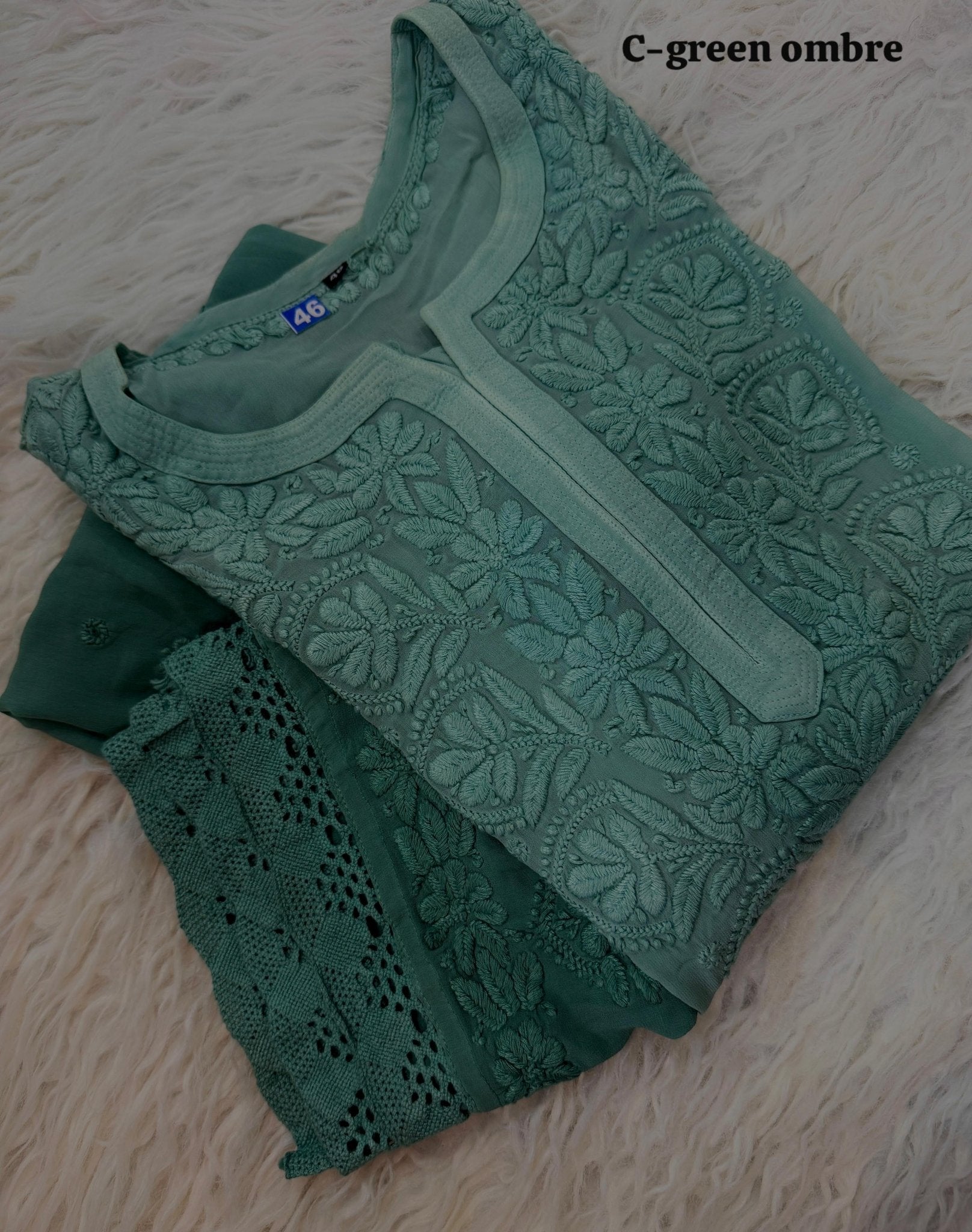Pure Ghasspatti viscose Ombre shade - Chikankari official