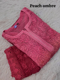 Pure Ghasspatti viscose Ombre shade - Chikankari official
