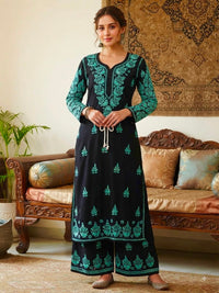 Pure Modal Cotton Flower embroidery chikankari Set - Chikankari official