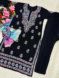 Pure Modal Lucknowi work 3pc set - Chikankari official