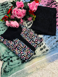 Pure Modal Lucknowi work 3pc set - Chikankari official