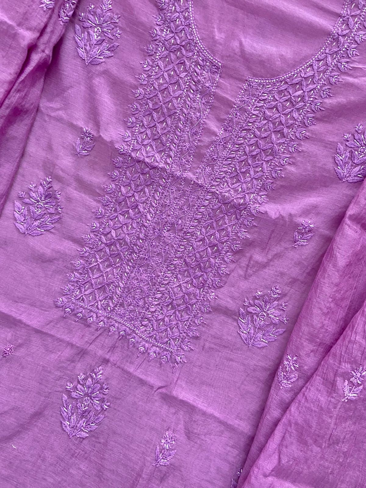 Pure Mul chanderi suit - Chikankari official