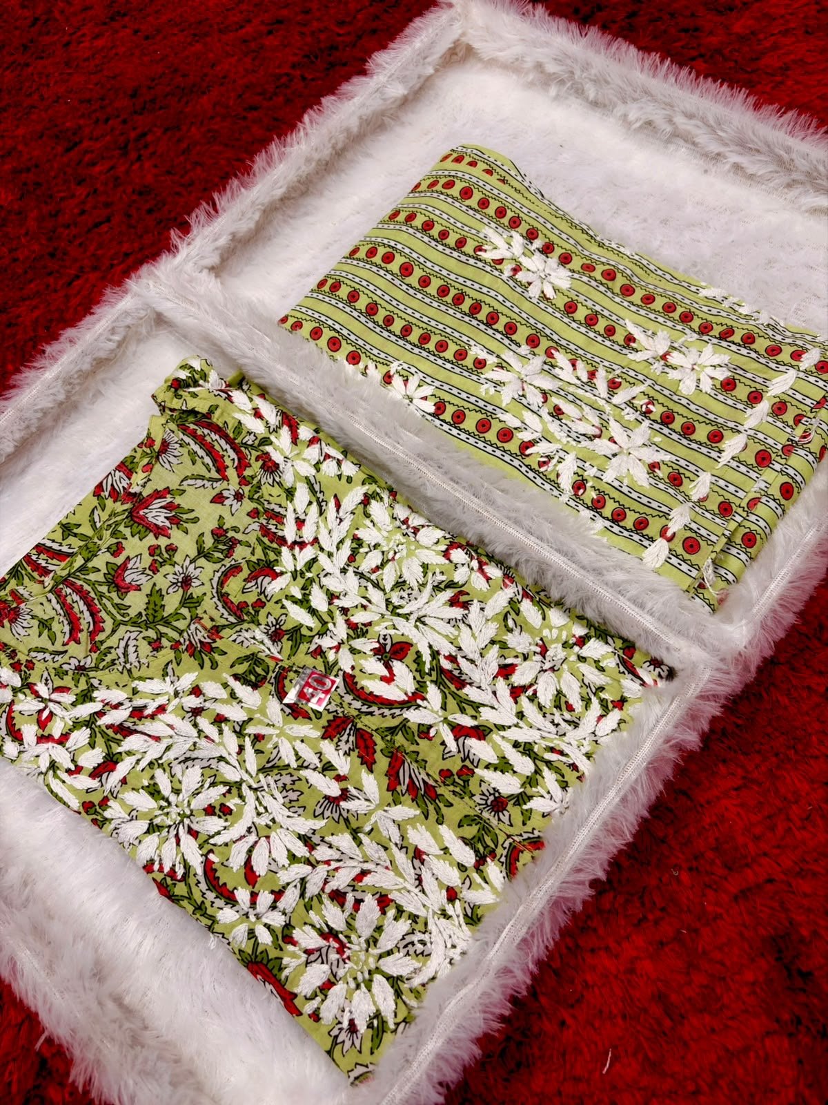 Pure Mul cotton floral 2pc set - Chikankari official