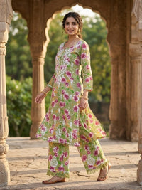 Pure Mul cotton floral 2pc set - Chikankari official