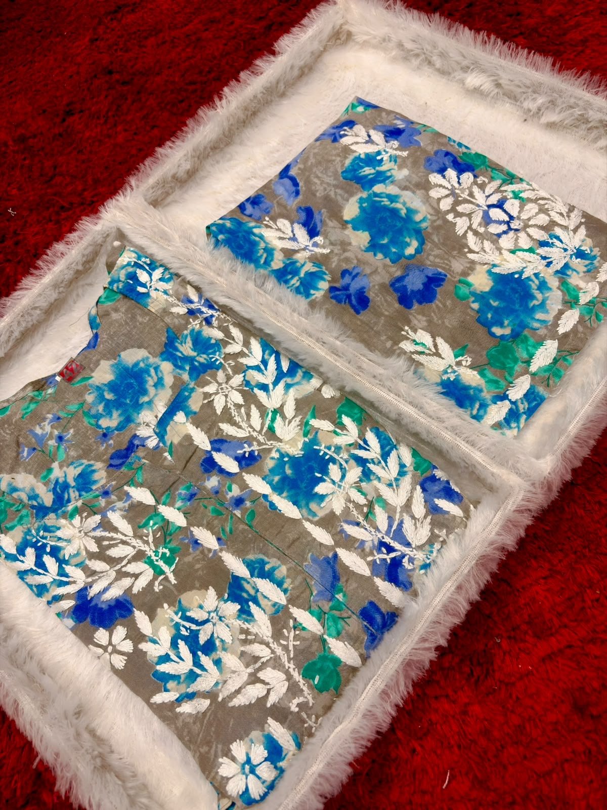 Pure Mul cotton floral 2pc set - Chikankari official