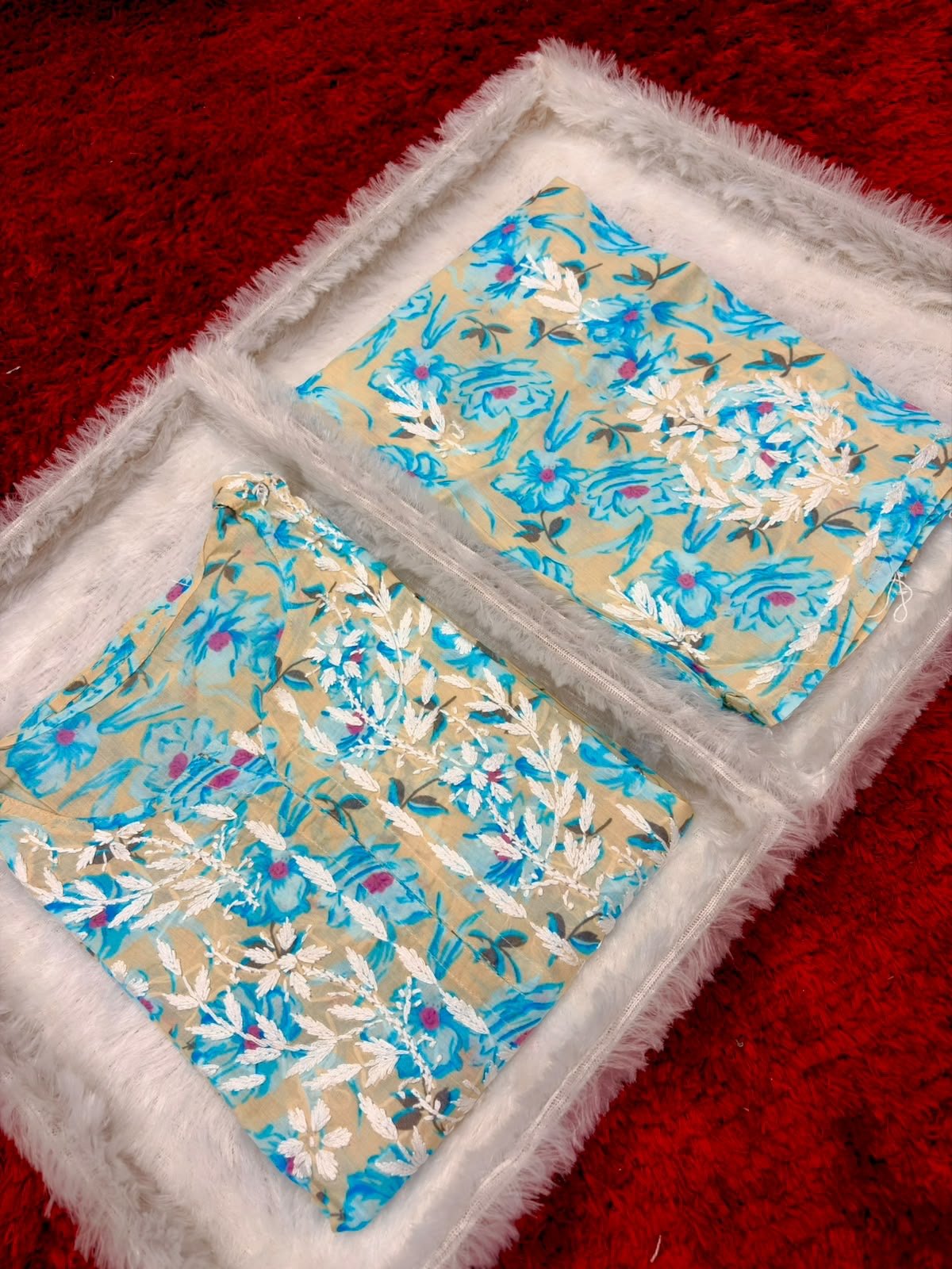 Pure Mul cotton floral 2pc set - Chikankari official